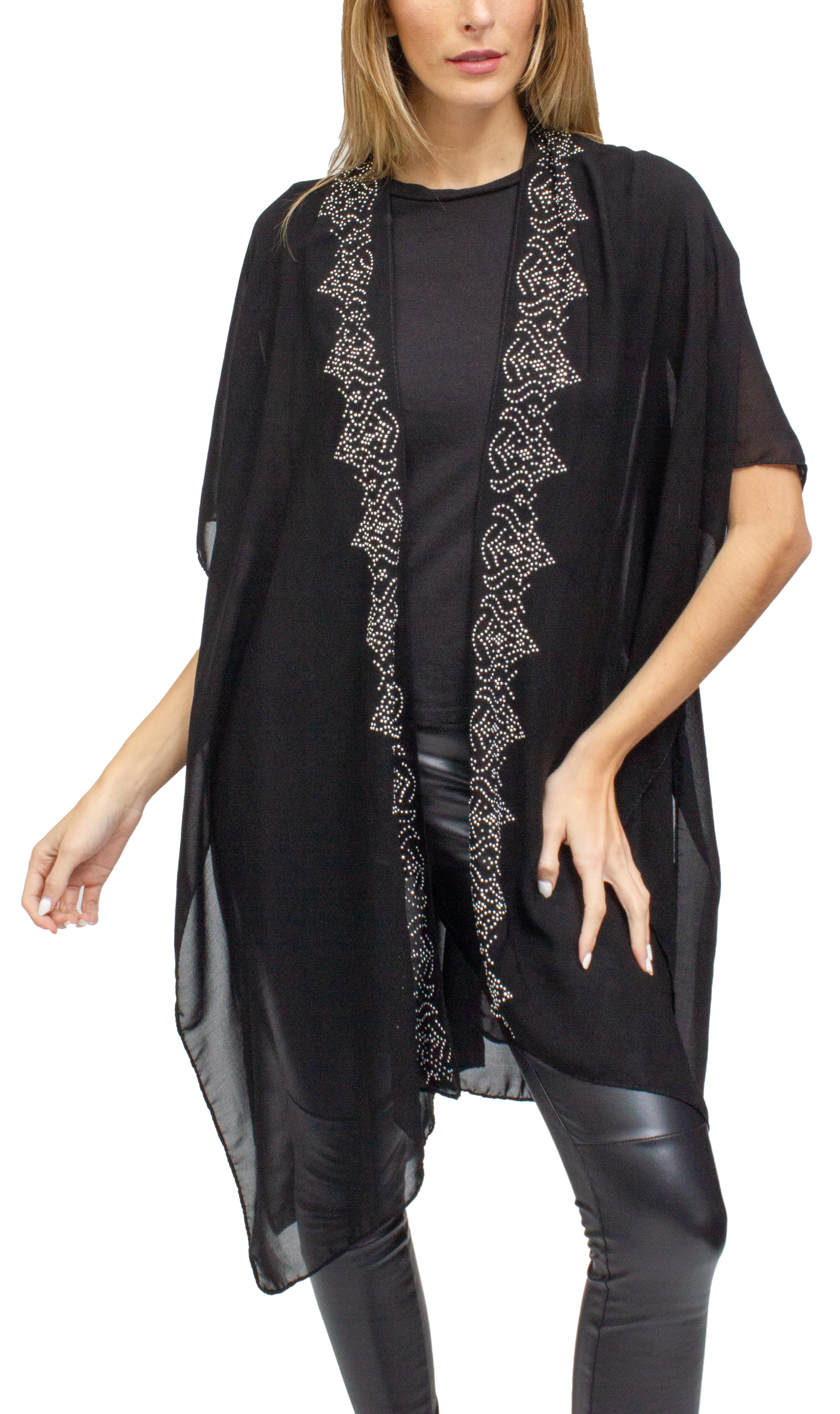 052- Just Jamie Silver Sparkle Pattern Detail Kimono