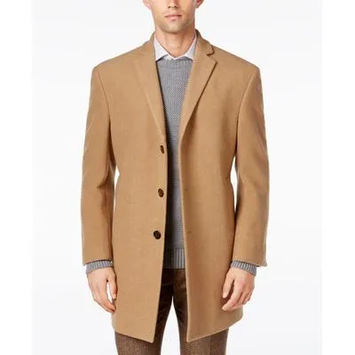 Calvin Klein Mens Slim fit Overcoat Coat 40 S Beige Solid