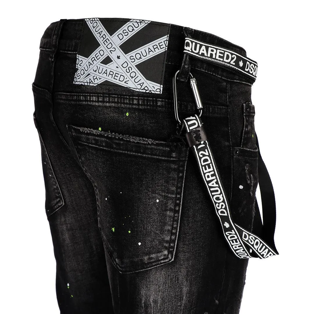 DSQ2 Men's Urban Styled Ripped Jeans- Black