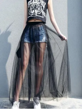 Mesh Lace Maxi Skirt