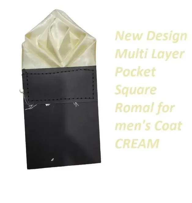 New Design Multi Layer Pocket Square Romal for men's Coat CREAM