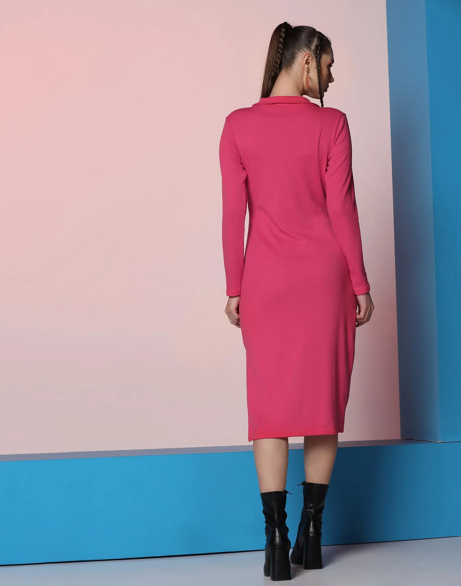 Pink Lycra Bodycon Dress