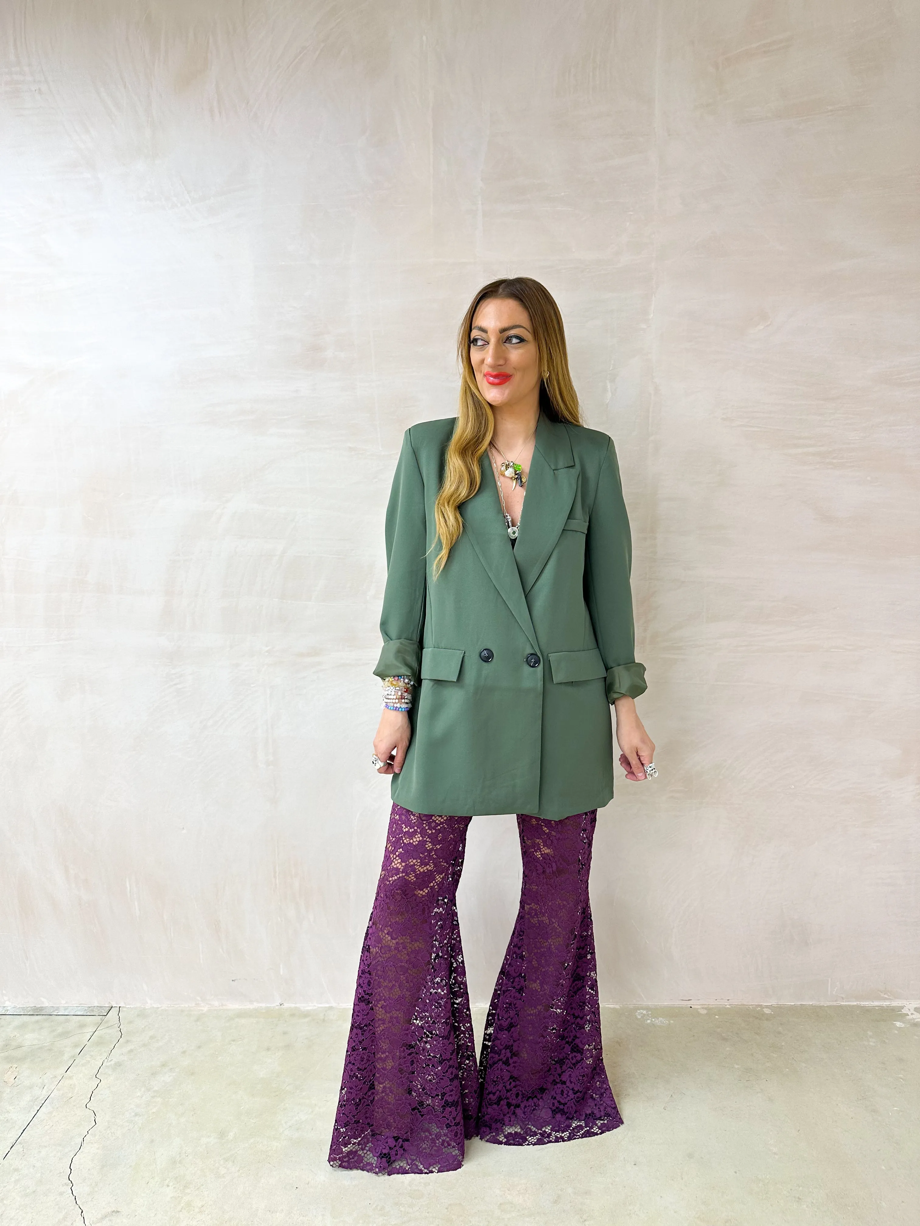 Slouch Basic Blazer In Khaki