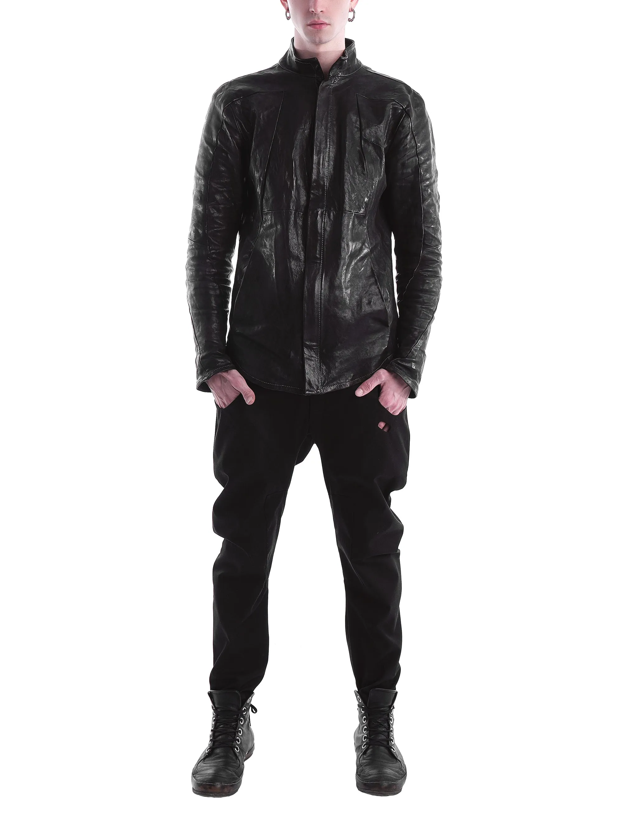 Structured Seamed Leather Jacket