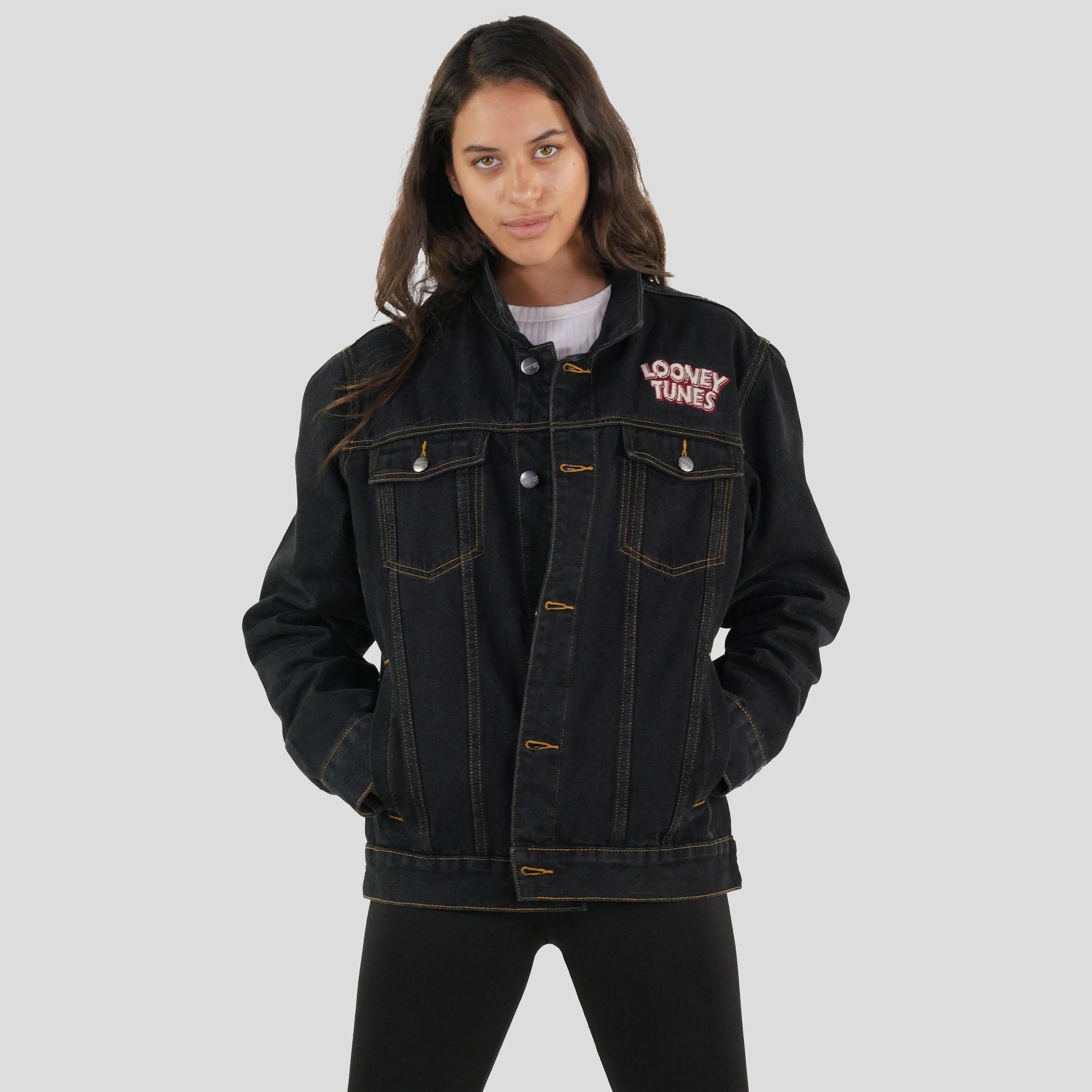 Women's Looney Tunes Denim Trucker Oversized Jacket - FINAL SALE